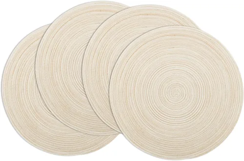Miniatura 24 de Winknowl Juego de 4 manteles individuales redondos trenzados, lavables, tejidos resistentes al calor, para mesas de cocina, comedor, manteles Beige
