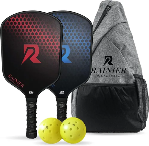 Juego de 2 palas de pickleball de fibra de vidrio de 0.630 in | Palas de pickleball aprobadas por USAPA | 2 raquetas con 2 bolas, 1 bolsa de