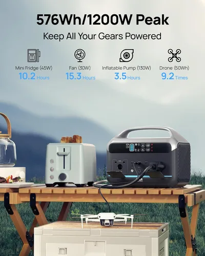Miniatura 4 de Generador solar de 600 W (sobretensión de 1200 W), estación de energía portátil con panel solar de 100 W, batería LFP de 576 Wh (180,000 mAh)