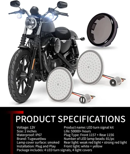 Miniatura 7 de Kit de señal de giro LED 1157 delantera y trasera 1156 de 2 pulgadas para Harley Davidson Touring Street Glide Road King Softail Dyna Sportster