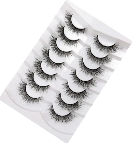 Miniatura 87 de Pooplunch - Pestañas postizas finas de visón sintético, estilo ojo de gato, naturales, cruzadas, tipo racimo, efecto 8D de volumen, tiras