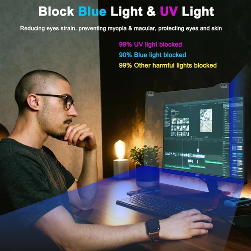 Miniatura 3 de ZYY Diagonal - Protector de pantalla anti luz azul de 27 pulgadas para monitor (ancho 24 1/8 pulgadas x alto 14 pulgadas), filtro de bloqueo UV