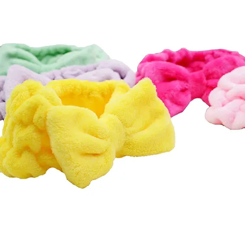 Miniatura 8 de Chloven 7 piezas de pajarita de microfibra de gran tamaño, diadema de maquillaje facial, diadema grande con lazo cosmético, banda elástica ajustable