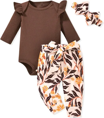 Miniatura 12 de Aalizzwell Conjunto de mameluco acanalado para bebé recién nacido prematuro para otoño e invierno