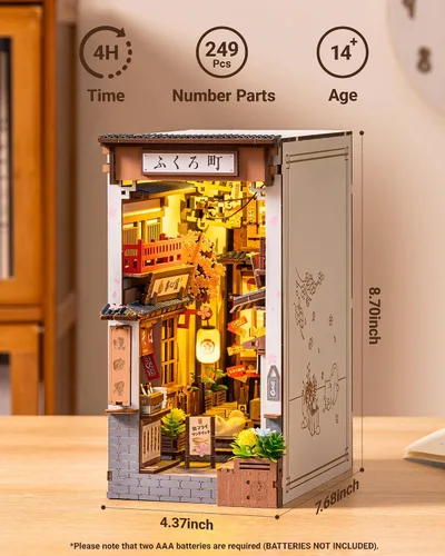 Miniatura 4 de ROBOTIME Kit de Rincón de Libros Kit de Casa en Miniatura DIY para Adultos Rompecabezas de Madera 3D Sujetalibros Estantería Diorama Inserto Casa