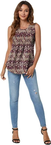 Miniatura 4 de SUNNEGOO Camiseta sin mangas para mujer, plisada, holgada, casual, holgada, tipo túnica, para el verano