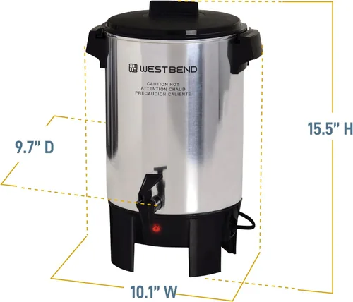 Miniatura 6 de Cafetera West Bend de aluminio altamente pulido con control automático de temperatura, preparación de una taza por minuto y fácil limpieza. Incluye