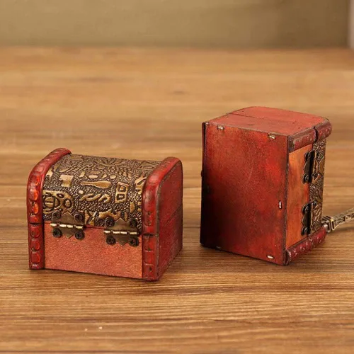 Miniatura 7 de OBTANIM Cajas de joyería pequeñas vintage, caja de almacenamiento de madera hecha a mano de 3 pulgadas con cerradura de metal, caja de regalo