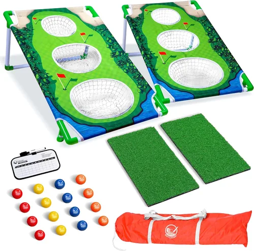 Miniatura 7 de GoSports BattleChip Backyard Golf Cornhole Games – Includes Targets, Chipping Mats, Foam Golf Balls, Scorecard and Carry Case