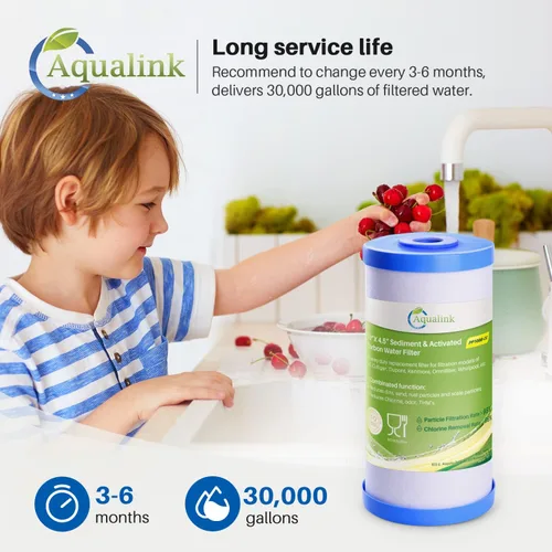 Miniatura 6 de AQUALINK PP10BB-CC Reemplazo del filtro de agua de carbón activado por sedimentos de 5 micrones, 10 x 4.5 pulgadas, para GE FXHTC, GXWH40L, GXWH35F