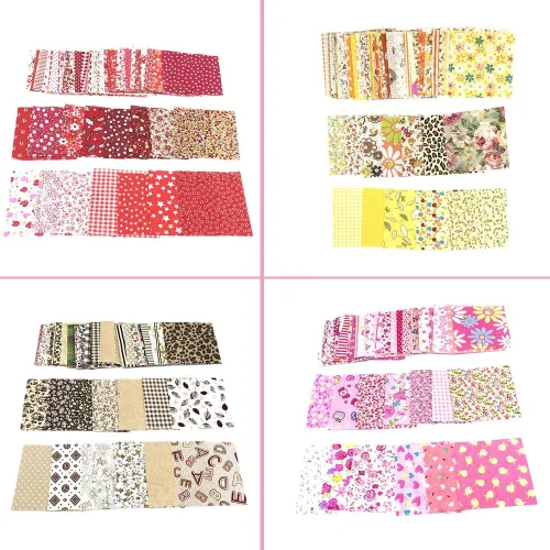 Miniatura 3 de 50 piezas de tela de algodón floral de 3.9 x 3.9 in, paquete de acolchado de costura, cuadrados, pelusas de retazos, bricolaje, álbum de recortes