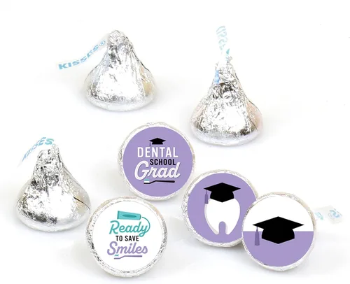 Big Dot of Happiness Graduado de la escuela dental - Odontología e higienista fiesta de graduación redonda de dulces - Etiquetas para dulces de