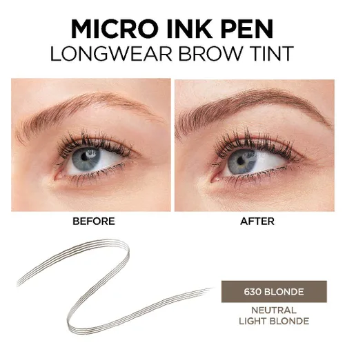 Miniatura 3 de L'Oreal Paris Micro Ink Pen de Brow Stylist, tinte de cejas de larga duración, efecto similar al cabello, hasta 48 horas de uso, punta de peine