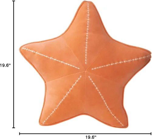 Miniatura 10 de Almohada de concha de estrella de mar para suelo, sofá, cojín de lectura (naranja, 19.6 pulgadas)