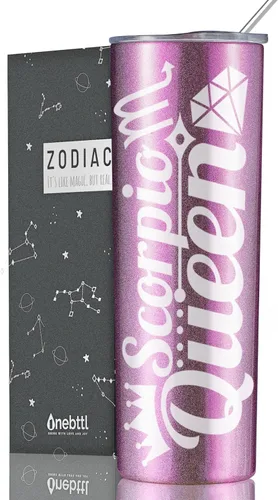 Miniatura 14 de Regalos del zodiaco Onebttl para mujeres, mejores regalos de cumpleaños para amigas, vaso de 20 oz de acero inoxidable, logotipo grabado en negro
