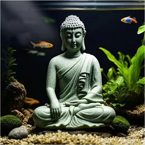 Miniatura 7 de livelyfish Estatua de Buda para acuario, decoración asiática japonesa de pecera, figuras Zen Buda, escultura de Buda de piedra, adornos