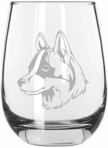 Miniatura 513 de Sakhalin Husky Dog - Copa de vino grabada personalizada de 15.25 onzas sin tallo
