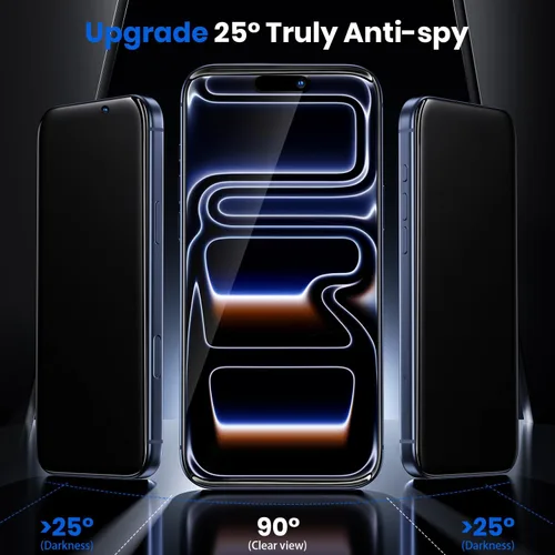 Miniatura 7 de WSKEN Protector de pantalla de privacidad para iPhone 17 Pro, vidrio templado de cobertura completa, pantalla privada antiespía de 24°, herramienta