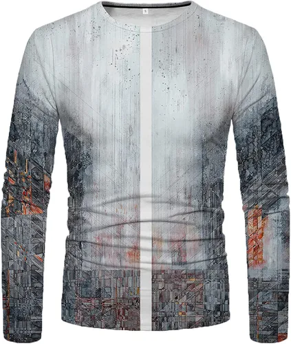 Miniatura 4 de Fashion T-Shirts for Men Long Sleeve Casual Pullover Blouse Classic Fit Basic Tops Graphic Print Round Neck Shirts