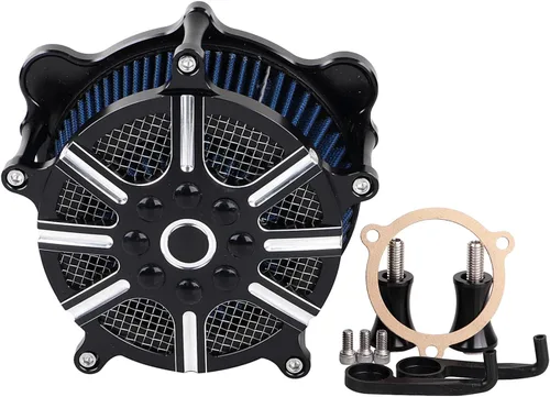 Miniatura 13 de Filtro de entrada azul con filtro de aire de corte en contraste compatible con Harley Dyna 1993-2016, Softail 1993-2015, Touring 1993-2007