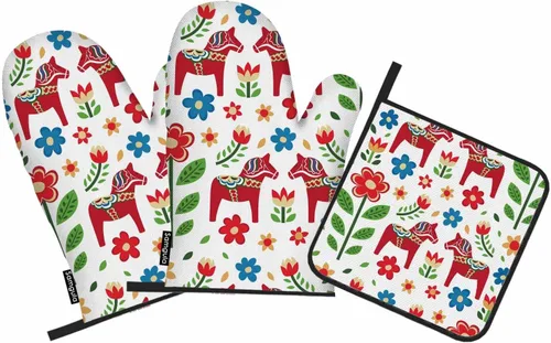 Miniatura 18 de Juego de manoplas de horno y soportes para ollas de piña, frutas tropicales, arte exótico hawaiano, resistente al calor, 3 piezas para cocinar