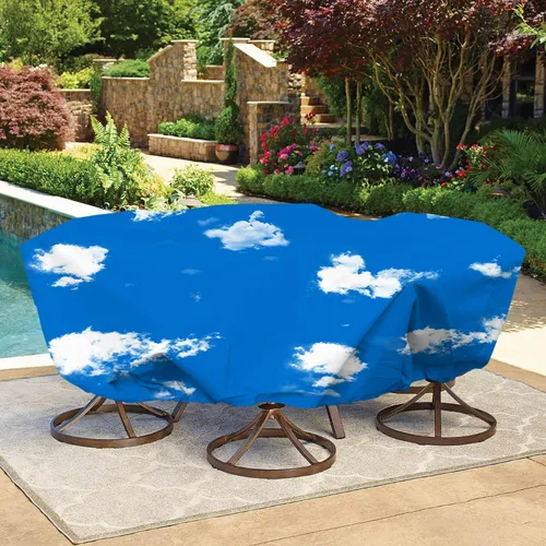 Miniatura 20 de Bynbbur Funda impermeable para muebles de patio de 13 pies con dobladillo de cuerda de alambre en todos los bordes, fundas redondas para piscina