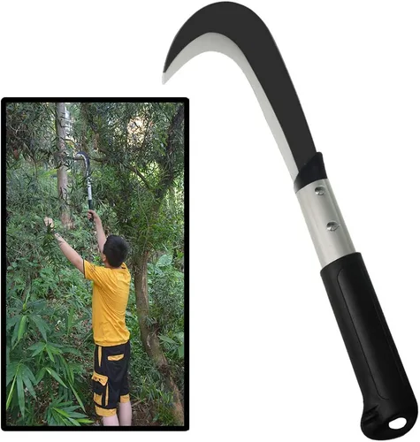 Cuchillo machete de hoz con mango de aluminio, hoja de acero al carbono, para granja, ramas, vides, hoz de deshierbe (longitud total 20 pulgadas x