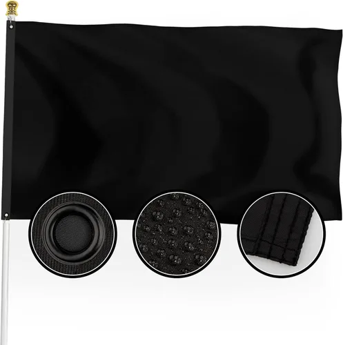 XIFAN Bandera negra sólida de nailon de alta calidad de 3 x 5 para exteriores, doble cara de nailon 210D liso, banderas negras de larga duración,
