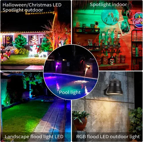 Miniatura 7 de Luces inteligentes para exteriores, luces de patio trasero de 15 W con enchufe de EE. UU., control de aplicación de 12 V, focos