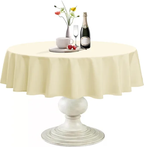 Miniatura 27 de Softalker Mantel Redondo, Impermeable y Resistente a las Manchas, Mantel de Tela Sin Arrugas, Lavable, Poliéster de 210GSM, Cubierta de Mesa
