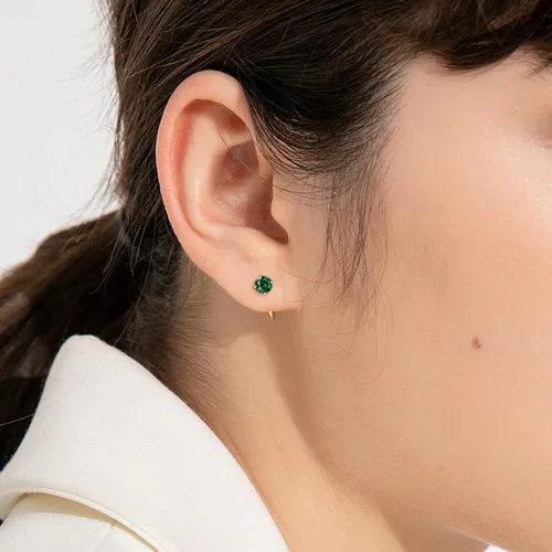 Miniatura 21 de 925 Sterling Silver Small Huggie Half Hoop Earrings for Women