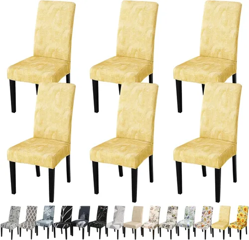 Miniatura 29 de JQinHome Juego de 8 fundas para sillas de comedor, fundas de alta elasticidad extraíbles y lavables, fundas protectoras de asiento para silla