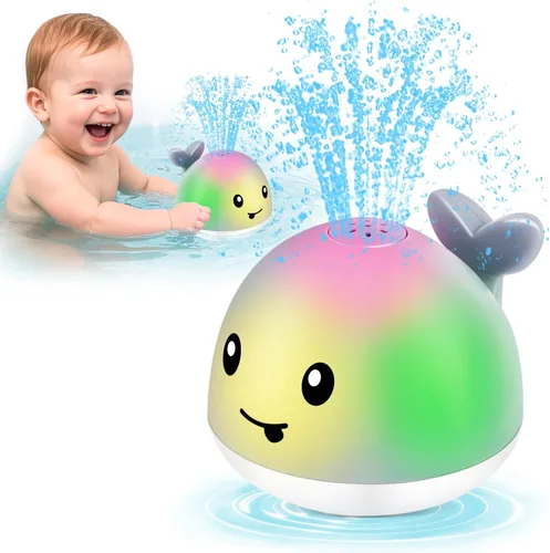WAVISA Juguetes de Baño de Ballena Luminosos con Rociador para Bebés de 6-12, 12-18 Meses, Niños de 1-3, 2-4 Años, Juguetes de Fuente de Agua para