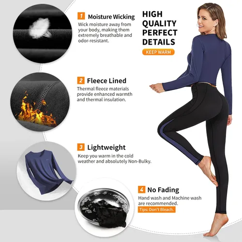 Miniatura 5 de HiZiTi Ropa interior térmica para mujer conjunto de pantalones largos con forro polar de capa base