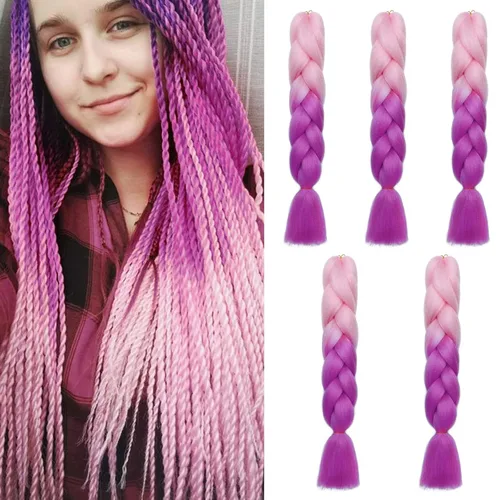 Miniatura 118 de Benehair Extensiones de cabello trenzado ombré de 24 pulgadas, 1 paquete de extensiones de cabello trenzado jumbo de alta temperatura, cabello