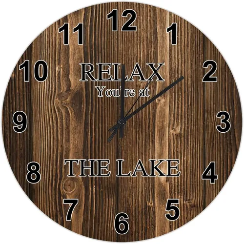 Miniatura 47 de UFunhome Reloj de pared de granja Lake Relax You're at The Lake Silent Non-Ticking Vintage Country reloj de grano de madera a pilas para el hogar