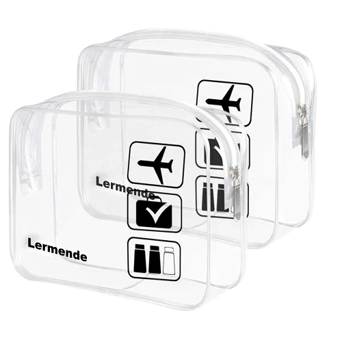 Miniatura 17 de Lermende - Bolsa de aseo, 2 unidades, transparente, aprobada por la TSA, bolsa de viaje de un cuarto, tamaño 3-1-1 Negro