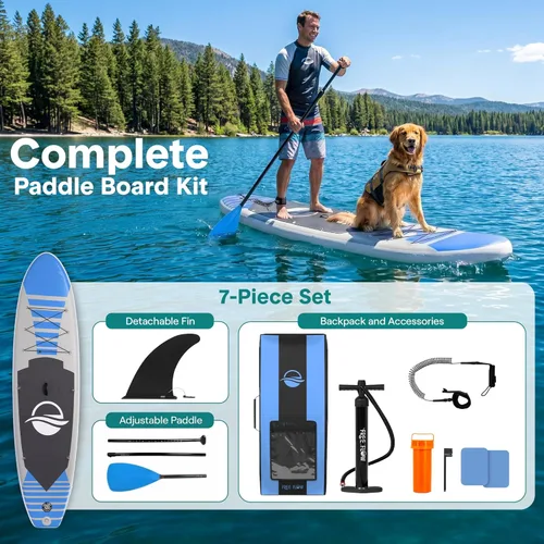 Miniatura 5 de SereneLife Tabla de remo inflable de pie, diseño amplio y estable, cubierta antideslizante para adultos y jóvenes con accesorios de tabla de remo