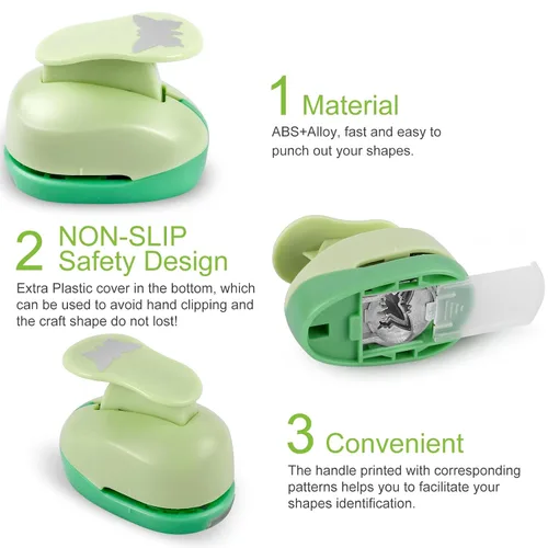 Miniatura 4 de UCEC Perforadora de mariposa de 1 pulgada, perforadores de papel para manualidades, perforadora de palanca hecha a mano, forma de agujero