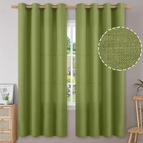 Miniatura 82 de BGment Cortinas de Lino Beige de 63 Pulgadas de Largo 2 Paneles - Tratamientos para Ventanas con Textura de Arpillera Filtrantes de Luz Cortinas