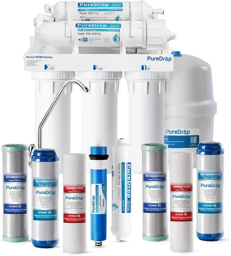 Miniatura 13 de PureDrop RTW5AK Sistema de filtro de agua de ósmosis inversa alcalina probado por SGS, sistema de filtración de agua RO de 6 etapas con pH+