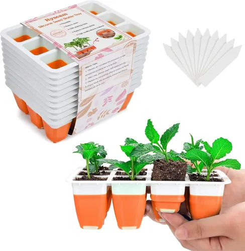 Miniatura 8 de Kit de iniciación de semillas reutilizables, bandejas de inicio de semillas de 72 celdas, bandejas de inicio de semillas de silicona para iniciar