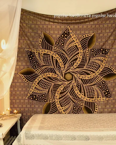 Popular Handicrafts - Tapiz en degradé grande diseño de luna, mandala indio para colgar, decoración de pared hippie, colcha bohemia, multipropósito,