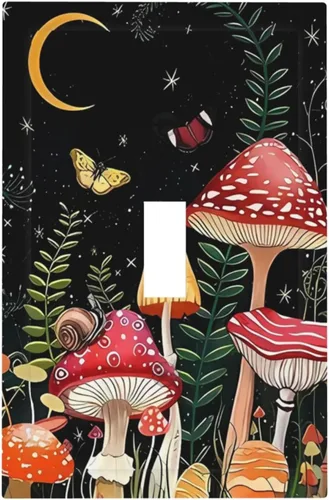 Miniatura 116 de Mid Century Morden Boho - Placa de pared para interruptor de luz dúplex de 1 banda, placa frontal decorativa eléctrica para receptáculo para baño