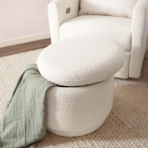 Miniatura 11 de Babyletto Enoki - Otomana de almacenamiento en ramo de marfil, oro Greenguard y certificado CertiPUR-US
