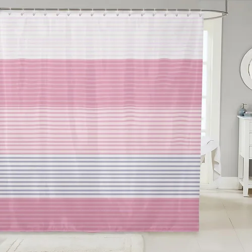 Miniatura 19 de Cortinas de ducha abstractas de líneas geométricas para niños, cortinas de baño con diseño empalmado de rayas para niñas, niños y adultos, cortinas
