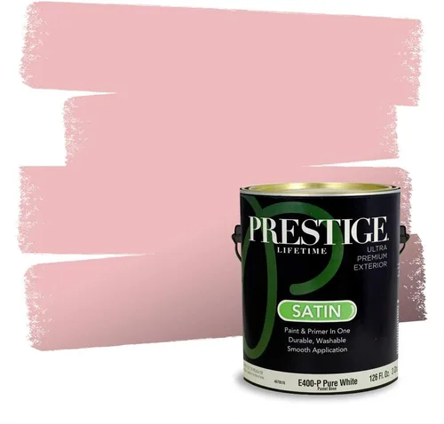 Miniatura 686 de Prestige Paints Pintura exterior e imprimación en uno, 1 galón, plano, coincidencia comparable de Valspar* Amber Rose*