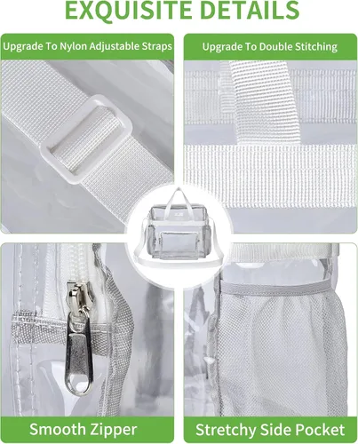 Miniatura 91 de MAY TREE Bolsa transparente para eventos en estadios de 12 x 6 x 12 pulgadas, bolsa de almuerzo transparente con correas reforzadas para trabajo