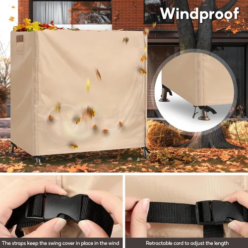 Miniatura 6 de Fundas para Columpios de Exterior para Columpio de Patio de 2 Asientos, 65" L x 50" P x 66" A, Funda para Columpio de 2 Asientos Impermeable, Funda