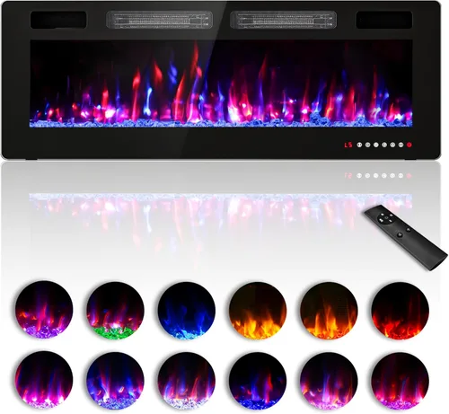 Miniatura 16 de Zionheat - Chimenea eléctrica ultrafina de 36 pulgadas para sala de estar, chimenea independiente/insertos/montado en la pared con control remoto